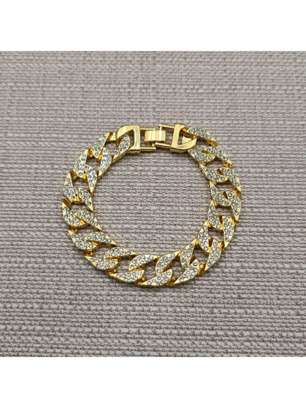8 Inch Gold Plated Miami Cuban Iced Out Chain Bracelet A7729